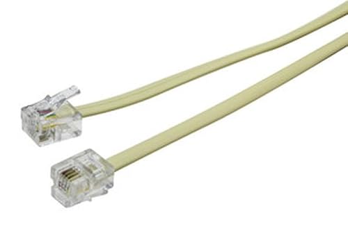 WatioWave Cable de conexión telefónica 6P/4C, 15 metros, color marfil - Ideal para instalaciones de telecomunicaciones y redes de voz.