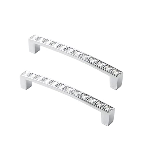SYDARSYN 2 pièces Cristal Poignées pour Portes Strass Verre Poignées de Tiroir Commode Armoire Cuisine Poignee de Meuble Placard Boutons de portes 128mm