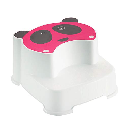 Baby Double Step Stool for Kids Anti-Slip Childs Foot Stool Eco-Friendly PP BPA Free Panda Design Dual Height 14.17x12.60x7.87inch