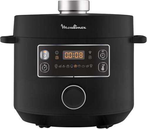 Moulinex Epic Turbo Cuisine CE7548 - Olla a presión eléctrica 1090 W, 10 programas automáticos, cestillo de cocción al vapor, Negro