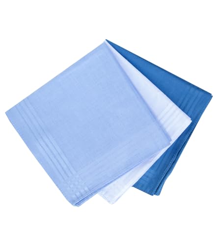 Image of 3-Pk Mens Cotton White Pocket Square with Color Border(10 Colors)