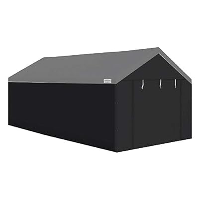 Caravan Canopy Domain 10 x 20 Foot Durable Sidewalls for Garage Carport Canopy Car Tent with Dual Zippers and Roll Up Door, Black (Sidewalls Only)