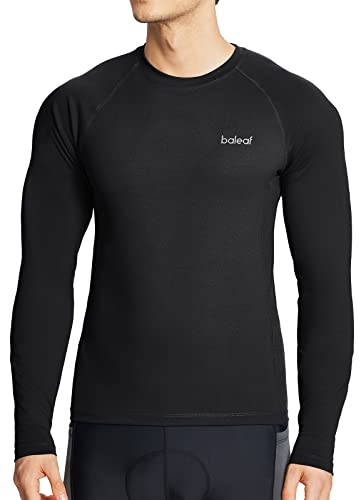Baleaf Mens Long Sleeve Compression Shirts Running Cycling Athletic Workout Under Shirt Warm Gear Black L #TOP6