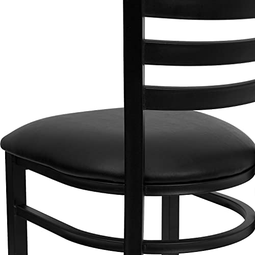 Flash Furniture Hercules Series Commercial Ladder Back Restaurant Chairs, Modern Lightweight Metal Dining Chairs with Padded Seats, Set of 2, Black