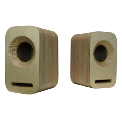 Paire de mini enceintes vides faits à la main en bois de bouleau de 7,6 cm pour DIY