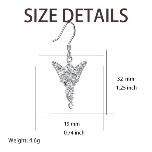 Arwen Evenstar/Elven Leaf Drop Earrings Lord of The Ring Earrings with Cubic Zirconia, Elvish Jewelry for Women2