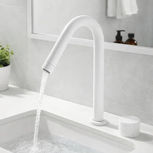 Robinet de lavabo 2 trous MOCHAMIK rotatif en cuivre pour éliminer les éclaboussures