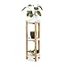 Relaxdays Scaffale per Fiori, 3 livelli, Bambù & MDF, Tondo, Porta Piante per Interni HxD: 79x30 cm, Naturale/Bianco