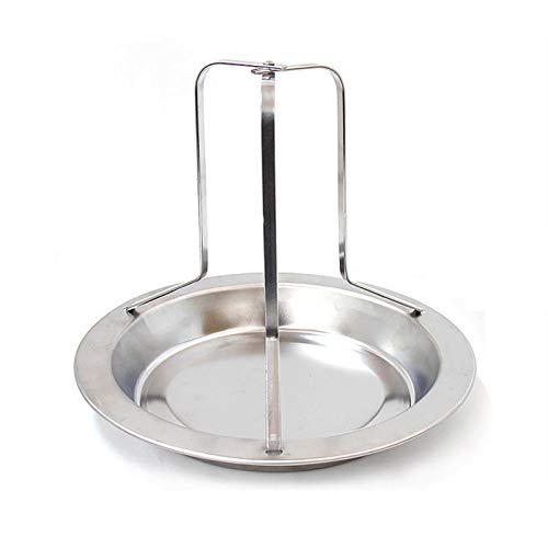 Fewear Beer Can Chicken Holder Chicken Grill Pan Stainless Steel Rack Stand Chicken Roasting Rack Pan Chicken Cooking Rack with Pan for Grill Oven BBQ (Silver)