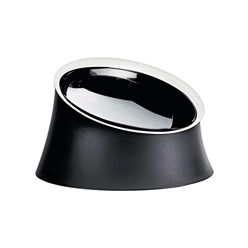 Alessi Wowl BM13/21 - Schüssel für Hunde, Design, Schräg zur Vereinfachung der Hundefütterung, Resin Thermoplastik und Edelstahl 18/10, 21 cm, Schwarz