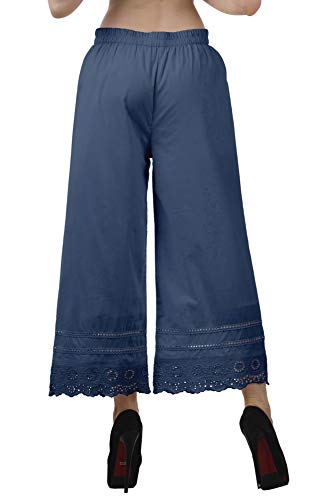 Casual Solid Wide Leg Palazzo Pants for Women's Cotton Ethnic Bottom, XS-3XL3