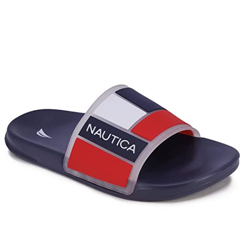 Image of Nautica Men's Open Toe Slide Sandals - Comfortable Indoor & Outdoor Shower Slippers