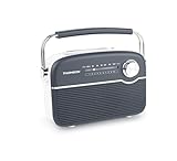 thomson retro am/fm radio dr70r Bluetooth 5.4 Radio FM, Bluetooth 5.4,Batterie Rechargeable, Secteur ou Recharge Solaire Thomson (Grise)