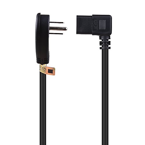 Cable Matters 2-Pack 16 Awg Low Profile Right Angle Power Cord (Power Cable) 10 Feet (Nema 5-15P To Angled Iec C13) #TOP3