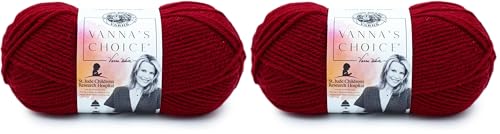 Image of Lion Brand Yarn (1 Skein) Vanna's Choice Yarn, Cranberry (Pack of 2)