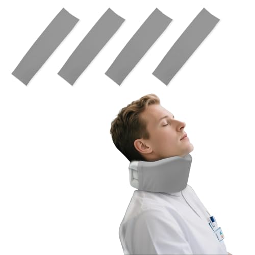 Generic - 4 Piece Cervical Support Sleeve, Breathable Dustproof Cervical Support Sleeve, Elastic Soft Neck Brace Covers - For Men and Women, Suitable for Sleep Work Daily Use (Gray)
