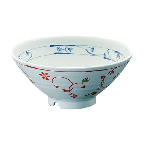 マルケイ (MARUKEI) 平茶碗/平茶碗 中 直径123×H54mm 280ml 赤絵唐草 両面コーティング 『菜時器EXCELL』 和風 割れにくい 食洗器対応 スタッキング可能 A58 AKK 日本製