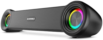 Nu Republic Partybox 180 with 18W Output, Upto 6 Hrs Playtime, 52mm Dynamic Driver, Vibrant RGB Light Bluetooth Soundbar (Black)