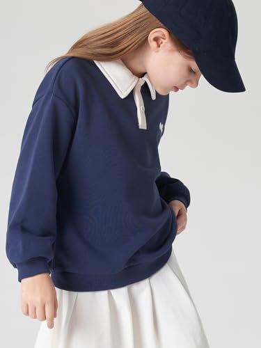 marc & janie Boys Girls Preppy Style Polo Sweatshirts Kids Long Sleeve Loose Soft Tops 2402652