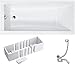 Produktbild VBChome Badewanne 140x70 cm Acryl SET Wannenträger Siphon Wanne Rechteck Weiß Design Modern Styroporträger Ablaufgarnitur in Chrom Viega Simplex (140x70 cm)