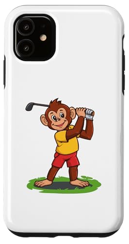 Adorable Singe Joueur de Golf Animal ironique Coque pour iPhone 11
