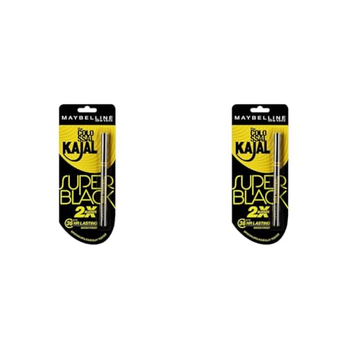 Image of Maybelline New York Kajal Pencil, Super Black, Intense Colour, Sharp Definition, Long-Lasting, Colossal Kajal, 0.35G, Matte Finish (Pack of 2)