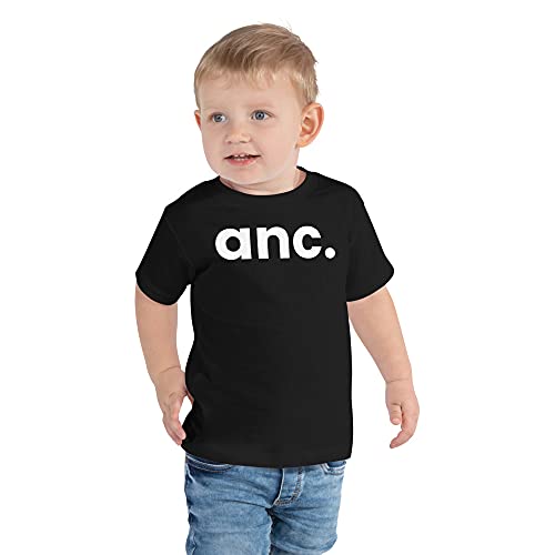 ANC Toddler Shirt for Girls Boys - Funny Anchorage Alaska Airport Code Soft Cotton Toddler Tshirt for Kids Black