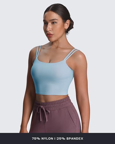 Image of Aoxjox Women's Workout Sports Bras Fitness Padded Backless Yoga Crop Tank Top Twist Back Cami