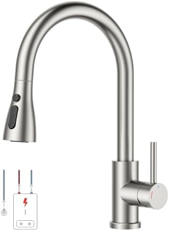 FORIOUS Wasserhahn Küche, Küchenarmatur mit Herausziehbarer Brause Ausziehbar Armatur, Mischbatterie Spültischarmatur, 360° Schwenkbar, Mehrere Strahlarten, Edelstahl, Niederdruck