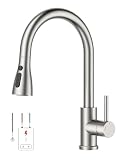 FORIOUS Grifo Cocina Extraíble De Baja Presión, Grifo De Cocina Desmontable, Giro De 360°, Adecuado Para Calderas Y Dispositivos Bajo Fregadero, Acero Inoxidable