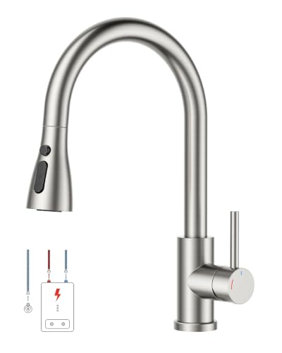 FORIOUS Rubinetto Lavello Cucina a Bassa Pressione, Rotazione 360°, Rimovibile, Acciaio Inossidabile