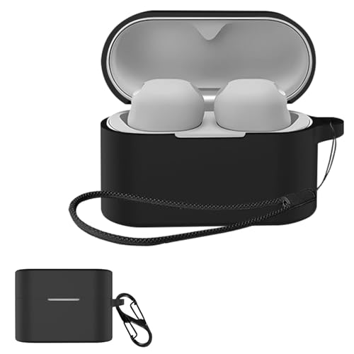 HVUYAL �P�[�X For SONY WF-1000XM6 �Ή� �P�[�X �����h�~�p�̃t�b�N�𓋍ڂ��� �y�� �L�Y�h�~ �h�o �����ɂ��� �_�炩�ȃV���J�Q���̃X�|�[�c�N�[���ȃf�U�C�� �Ռ� �z�� �X���� �\�t�g �P�[�X�J�o�[ �����h�~�ی�(�u���b�N)