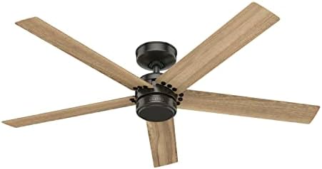 Hunter 52 inch Outdoor or Indoor Ceiling Fan No Light - Bronze Ceiling Fan without Light, For Patio, Porch, Garage, or Living Room, Standard Mount, 5 Blades, Wall Control - Burton 52264, Noble Bronze