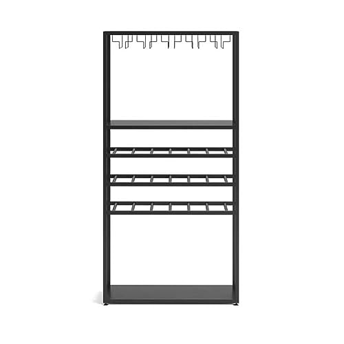 Soporte para botellas de vino de pie, 4 niveles, color negro
