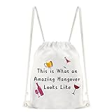 Hangover Gift Drawstring Bag Bachelorette Party Wedding Survival Recovery Kit Bags Party Wedding Favors Bridesmaid Gifts Bride's Drinking Team Gift, beige, Medium