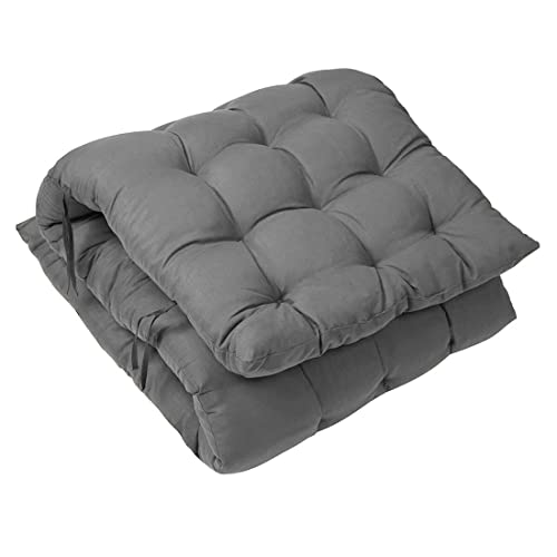 Image of Super Comfy Long Rocking Chair Cushion /Bench Back Seat Pad Cotton Handmade Quilts (Grey -18 x 50 Inch)