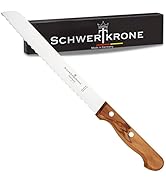 Schwertkrone Brotmesser Olive Solingen Made in Germany mit Wellenschliff Klinge 20cm rostfrei