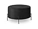 Produktbild LIFA LIVING Runder Samt Pouf Schwarz für den Innenbereich, Vielseitiger Samt Hocker mit schwarzer Metallbasis, Sitzhocker Couchtisch Beistelltisch, bis zu 100 kg Traglast, 35 x Ø 55 cm