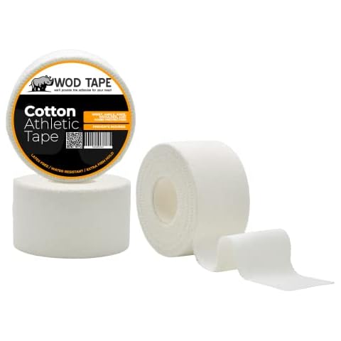 WOD ST-ACST Sports Athletic Tape, White (Pack of 3). Latex-free Self-Adhesive for Wrist, Ankle, Shoulder, Knee, and Hand Protection, for Weightlifting, Lacrosse, Hockey, Football, Lifters, & Climbers. Cover