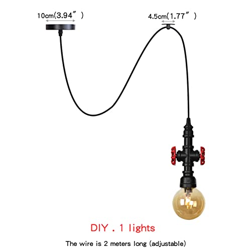 Lampe de plafond conduite d'eau style industriel rétro avec 3 lumières suspendues