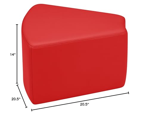 Image of Sprogs 12 inch H Structured Wedge Stool -Flexible Modular Collaborative Soft Seating for Office, Home, Lounge and School Classrooms with Durable Frame & Set of 2 inch Casters Add-on -Red