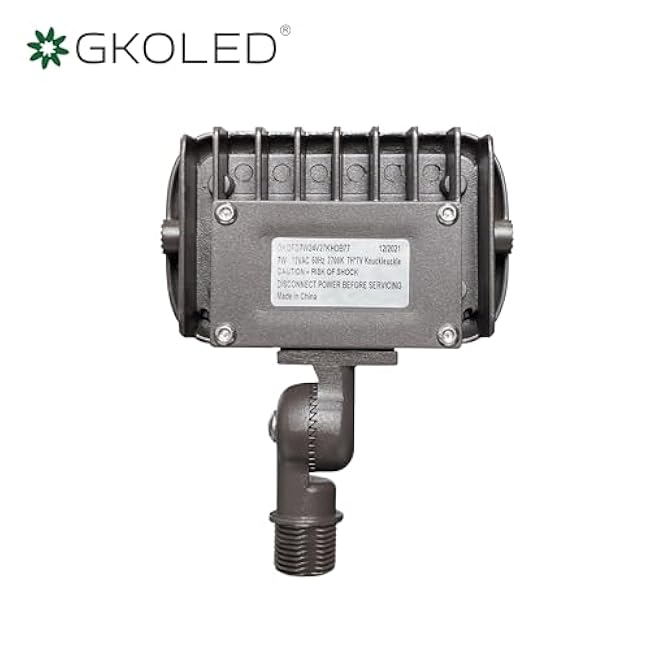 GKOLED 7W Outdoor LED Low Voltage Landscape Lighting Flood Light, 2700K, 550Lumen, 9-15V AC/DC, 1/2 Adjustable Knuckle Mount