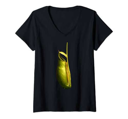 Womens Tropical Pitcher Plant Shirt Botanical Design Nepenhtes V-Neck T-Shirt