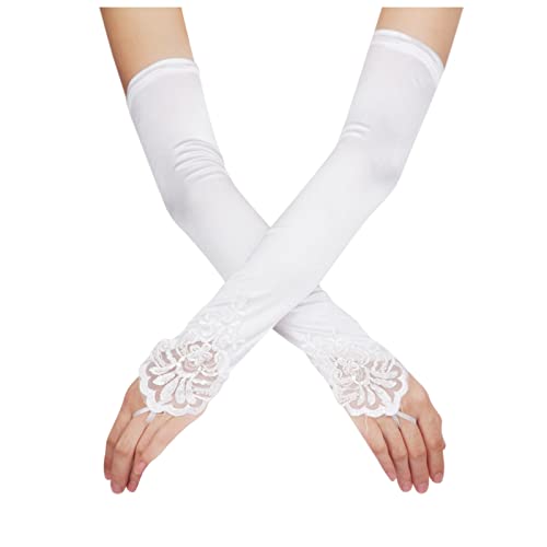 Ellenbogen Handschuh Handschuh Länge durchbohrt Dehnbare Abend Fingerlose Party Lange Oper für Frauen Satin Red Handschuh 20er Jahre Armstulpen Cover