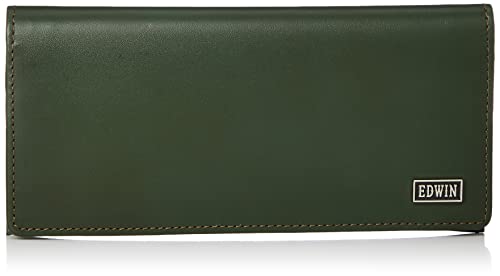 Edwin 0510616 Italy Bonded Leather Long Wallet, Coin Purse, Card Storage, Green