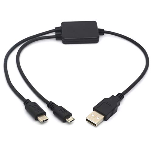 OpenII 2 en 1 USB Splitter, Tipo C y Micro USB sincronización de datos y cable de carga cable de carga múltiples USB para conector tipo C