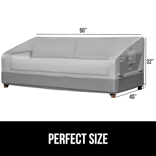 Gorilla Grip Heavy Duty Waterproof Large Outdoor Sofa Cover, 90 Inch, Adjustable Patio Furniture Covers for Winter, Keep Cushions Dry, Protects from Sun, Snow, Rain, Windproof, UV Coated, 1 Pack