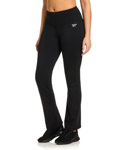 Reebok Women’s Lean Vector High-Rise Pant, Standard Fit, 31” Inseam, Lightweight Stretch Poly Interlock Fabric, Black, Medium - image 2