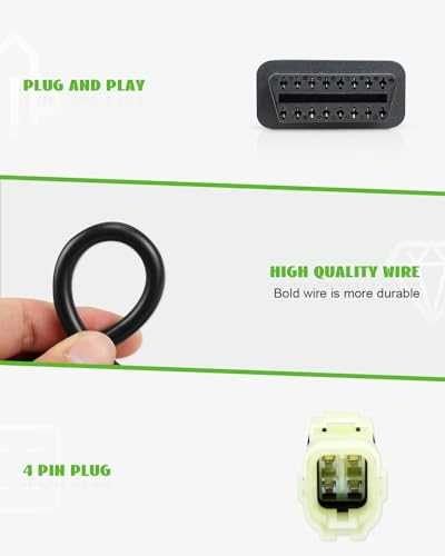 OBD2 Diagnostic Cable Fit for Kawasaki Motorcycle, 4 Pin to 16Pin OBD2 Adapter Fit for Z250 Z650 Z1000 ER6N EX650F Ninja400