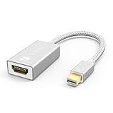 Mini DisplayPort to HDMI Adapter [Super Slim, Aluminum Shell, Nylon Braided] - iVanky Mini DP to HDMI Adapter for MacBook Air/Pro, Microsoft Surface Pro/Dock, Monitor, Projector and More - Silver